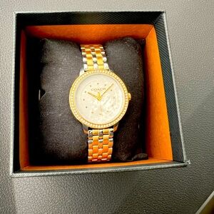 New in box COACH Women’s Movado Watch | Stainless and gold tone w/ crystal case